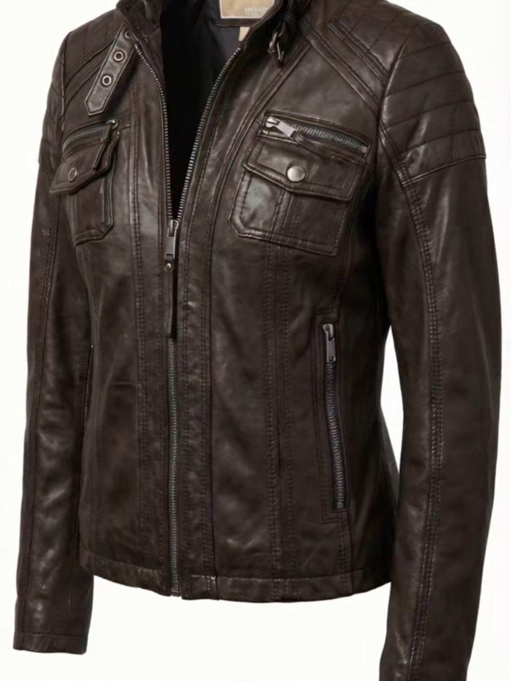 Women's Black Leather Moto Jacket